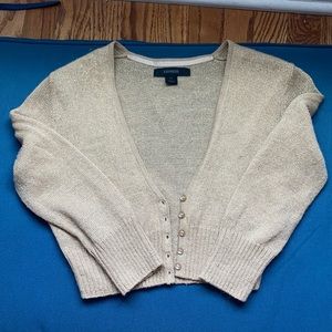 Express Gold Sparkly Cropped Cardigan
